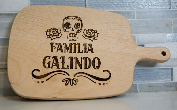 Personalized Day of the Dead charcuterie board with family last name (10x6)