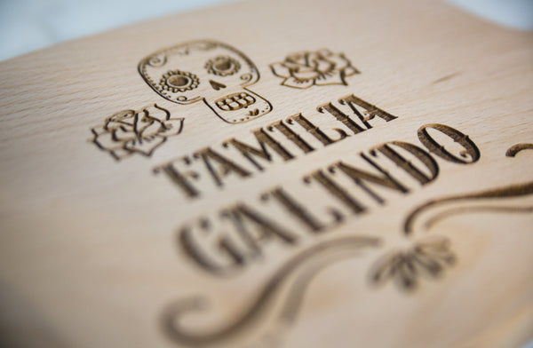 Personalized Day of the Dead charcuterie board with family last name (10x6)