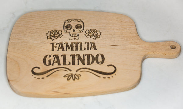 Personalized Day of the Dead charcuterie board with family last name (10x6)