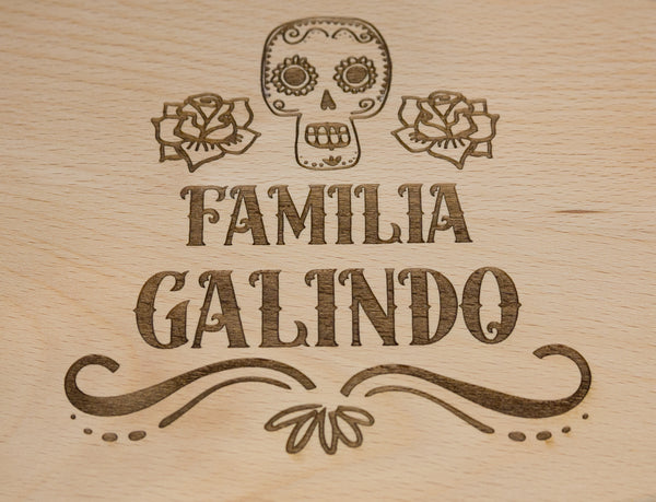 Personalized Day of the Dead charcuterie board with family last name (10x6)