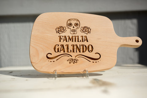 Personalized Day of the Dead charcuterie board with family last name (10x6)