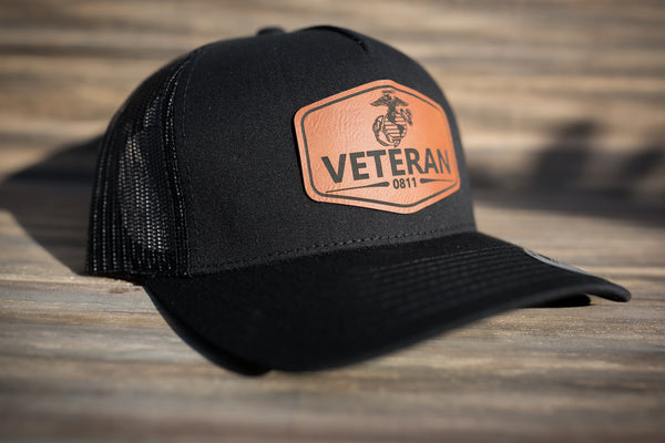 Personalized American Veteran Leather Patch Hat