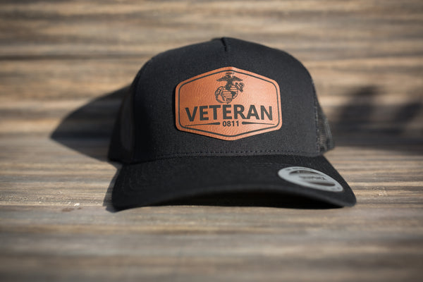 Personalized American Veteran Leather Patch Hat