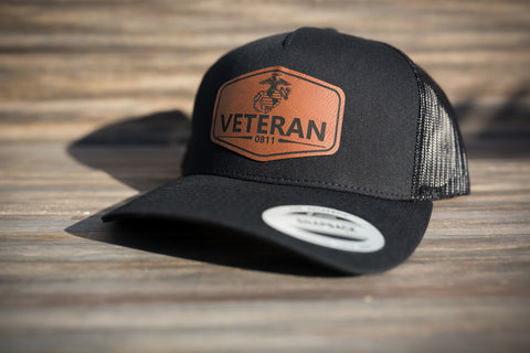 Personalized American Veteran Leather Patch Hat