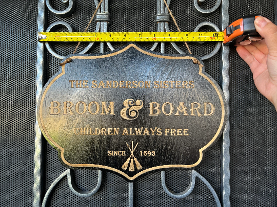 Halloween Sanderson Sisters “Broom & Board” laser engraved wooden sign, door hanger, decor