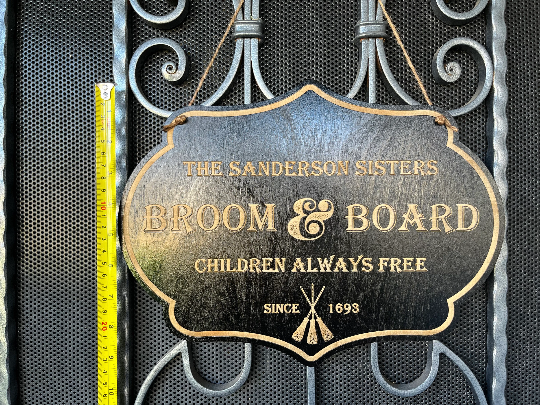 Halloween Sanderson Sisters “Broom & Board” laser engraved wooden sign, door hanger, decor